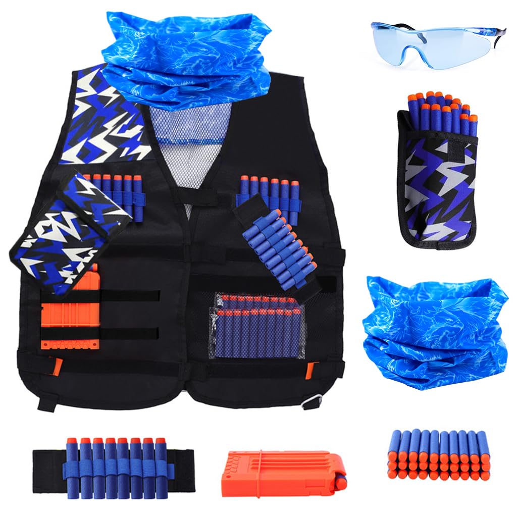 PATPAT Tactical Vest Kit Set for Children, Child-Safe Fabric, Blue